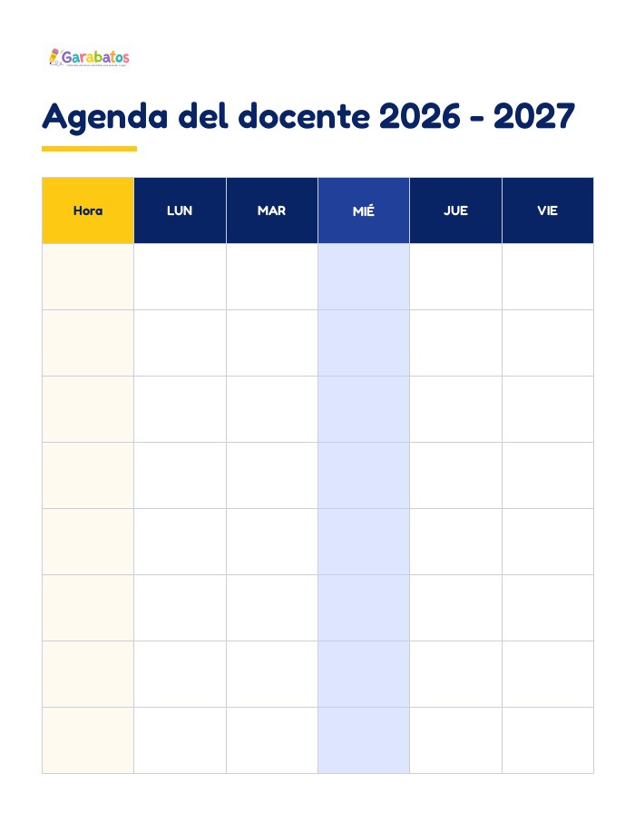 Agenda del docente 2026 - 2027