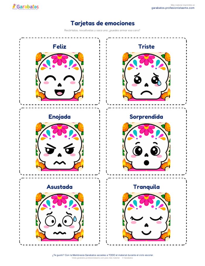 Arma la cara de la calaverita: emociones de Día de Muertos