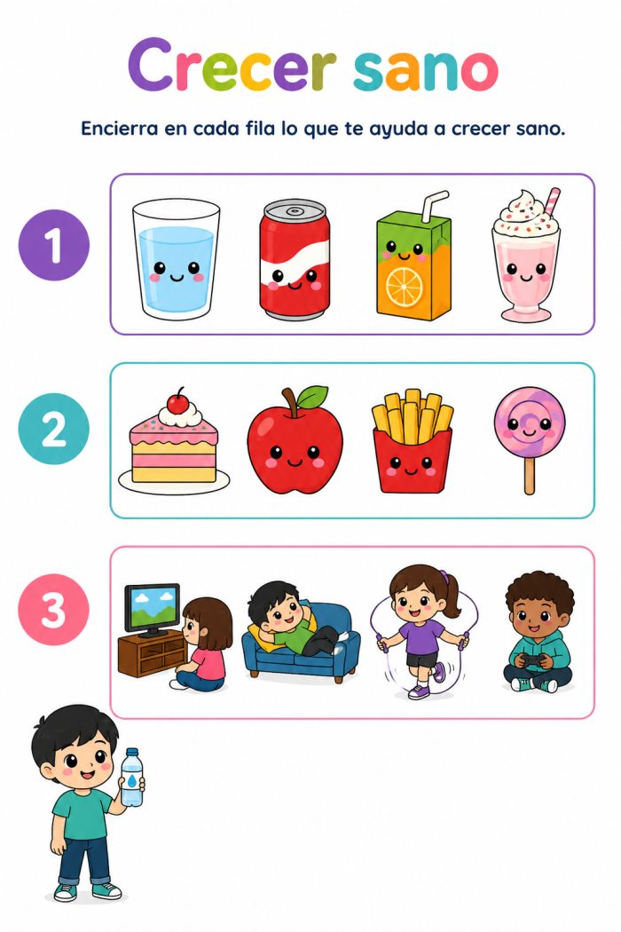 Beneficios del consumo de alimentos saludables, de agua simple potable, y de la práctica de actividad física