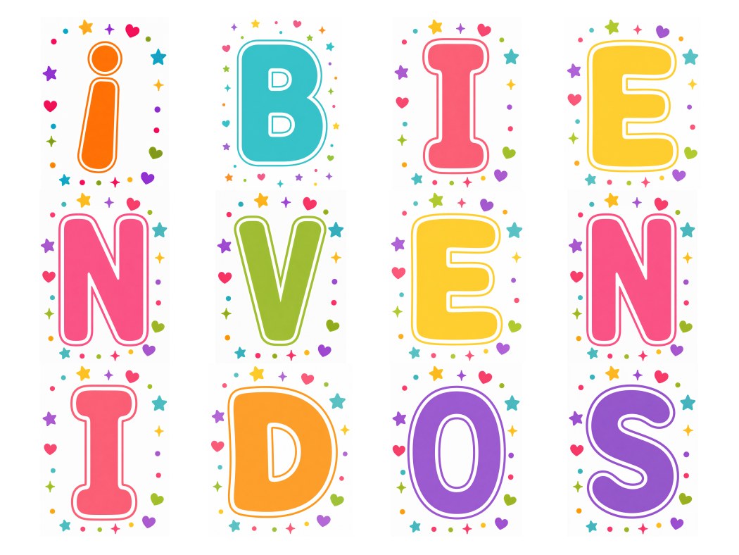 «¡ BIENVENIDOS A 2° D !» para decorar · Kawaii Corazones Estrellas