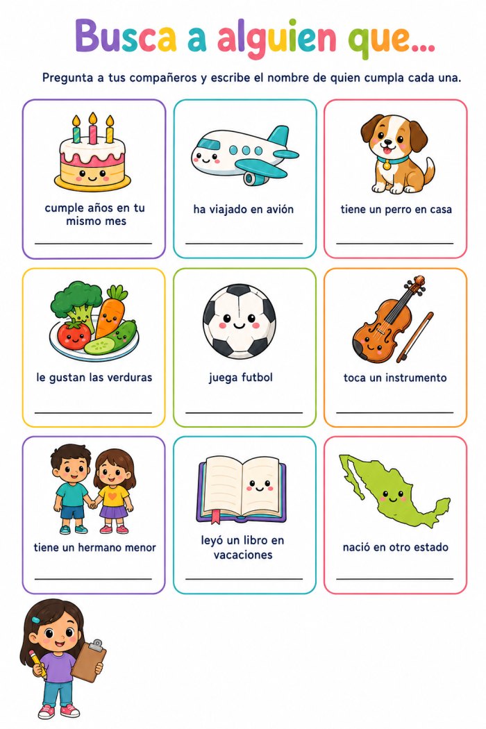 Busca a alguien que… · Rompehielos del primer día