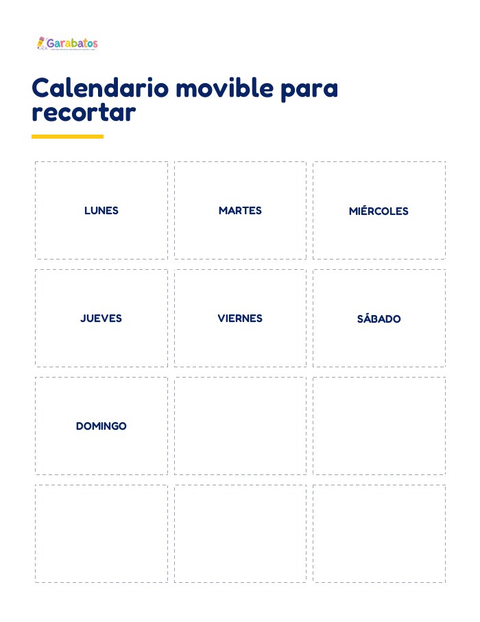 Calendario movible para recortar