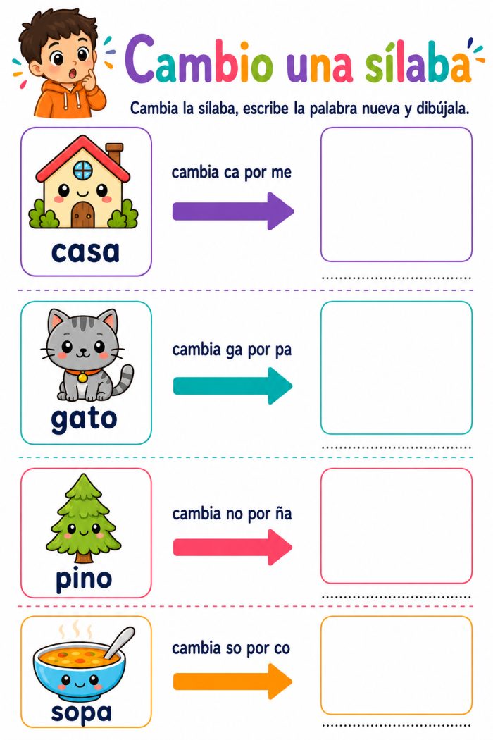 Cambio una sílaba para crear otra palabra