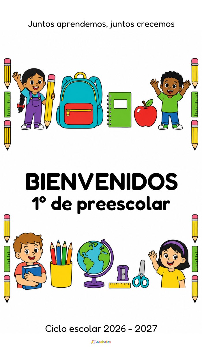 Cartel «BIENVENIDOS 1° de preescolar» · Regreso a clases