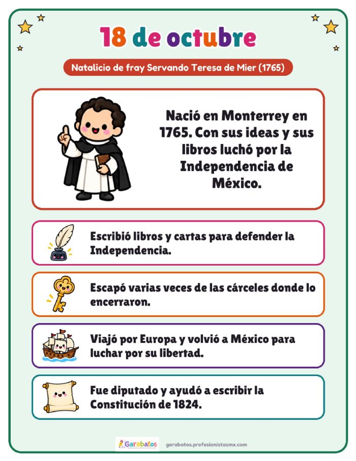 Cartel de fray Servando Teresa de Mier · 18 de octubre