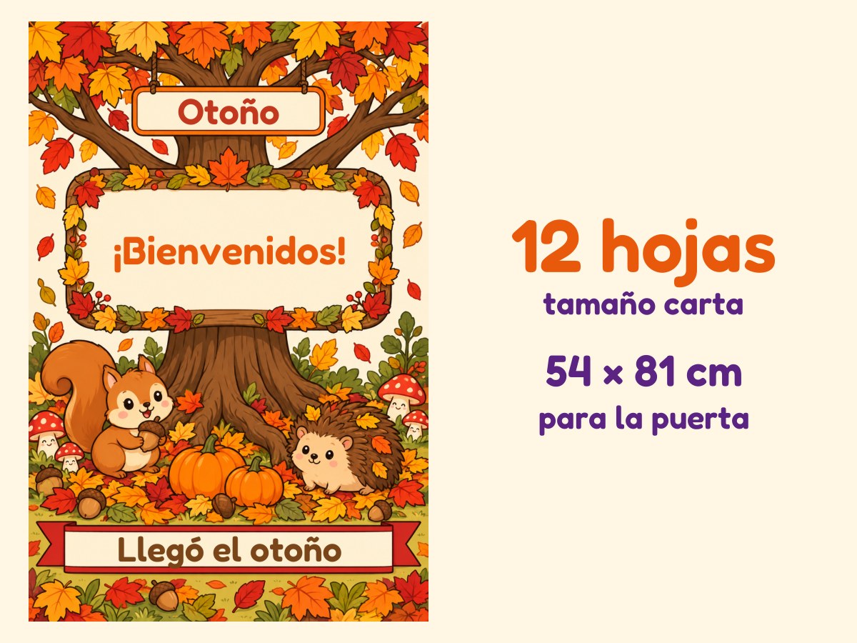 Cartel de puerta de Otoño · El gran árbol · 12 hojas