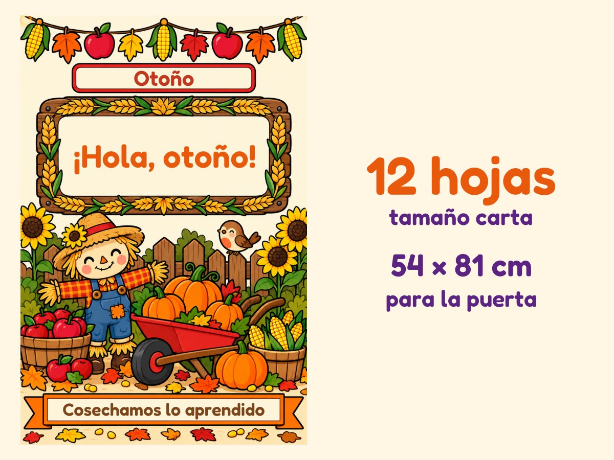 Cartel de puerta de Otoño · La cosecha · 12 hojas