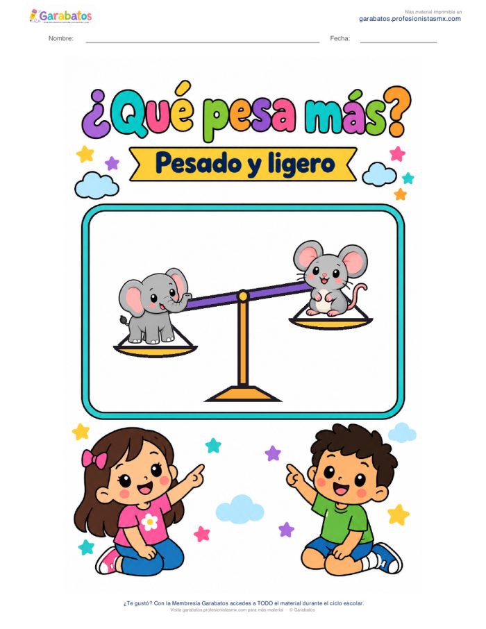 Cuadernillo «¿Qué pesa más?» · Pesado y ligero