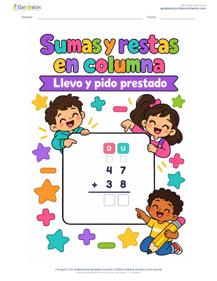Cuadernillo «Sumas y restas en columna» · Llevo y pido prestado