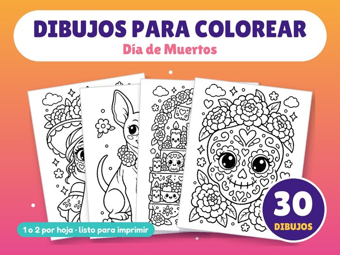 30 dibujos para colorear de Día de Muertos