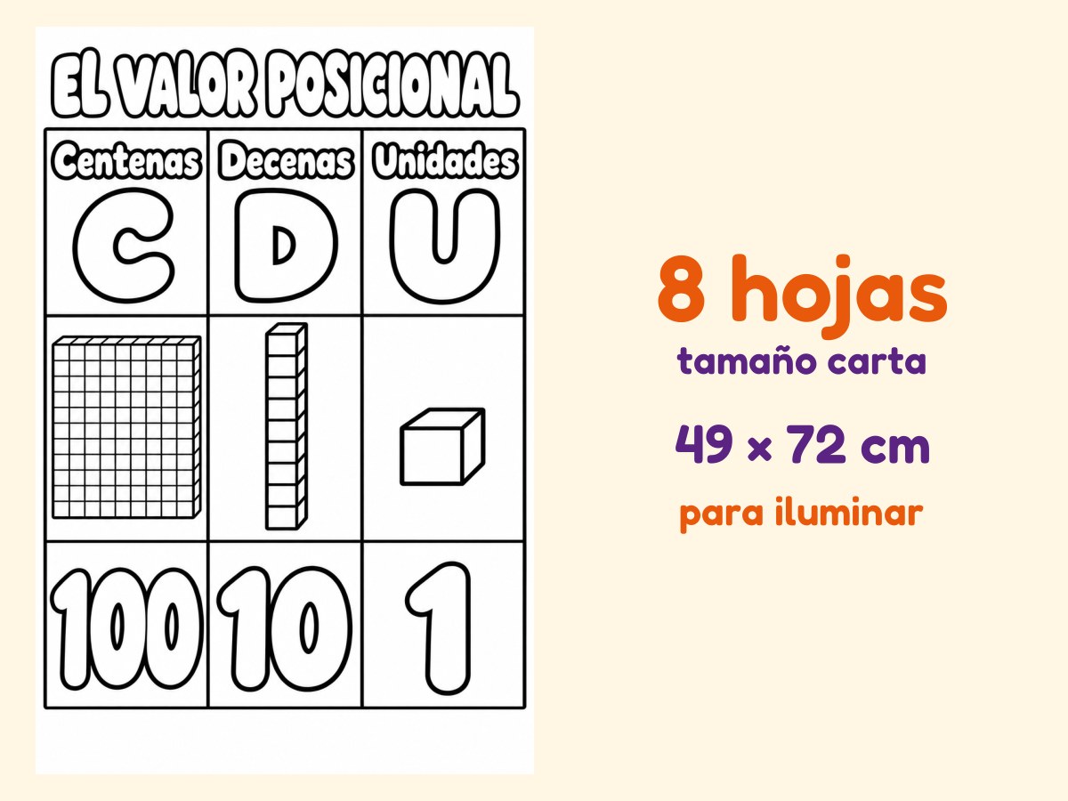 El valor posicional · Referente de pared · para iluminar · 8 hojas