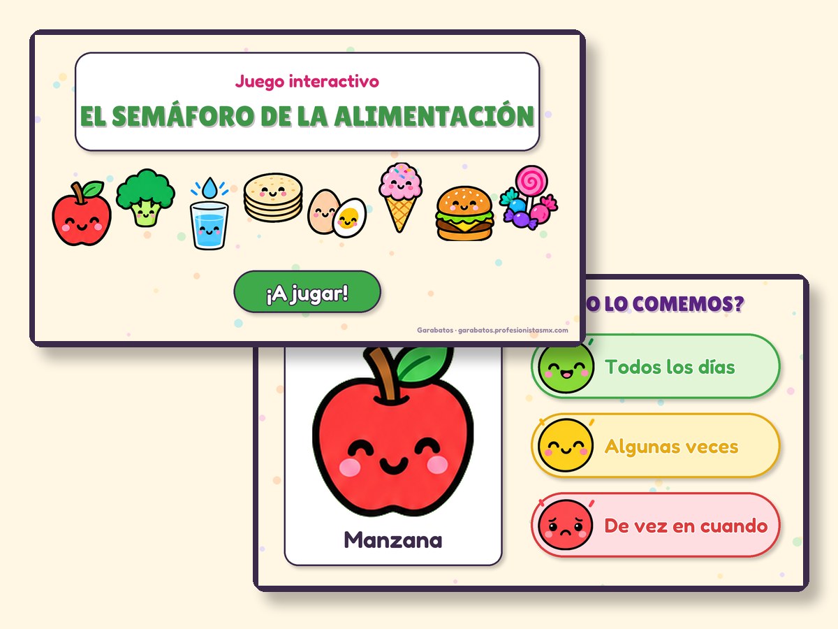 El semáforo de la alimentación · Juego interactivo para proyectar