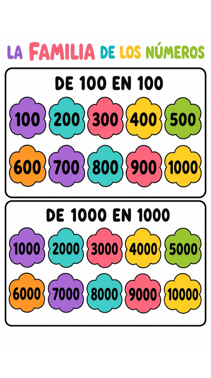 La familia de los números · Referente de pared para imprimir en grande