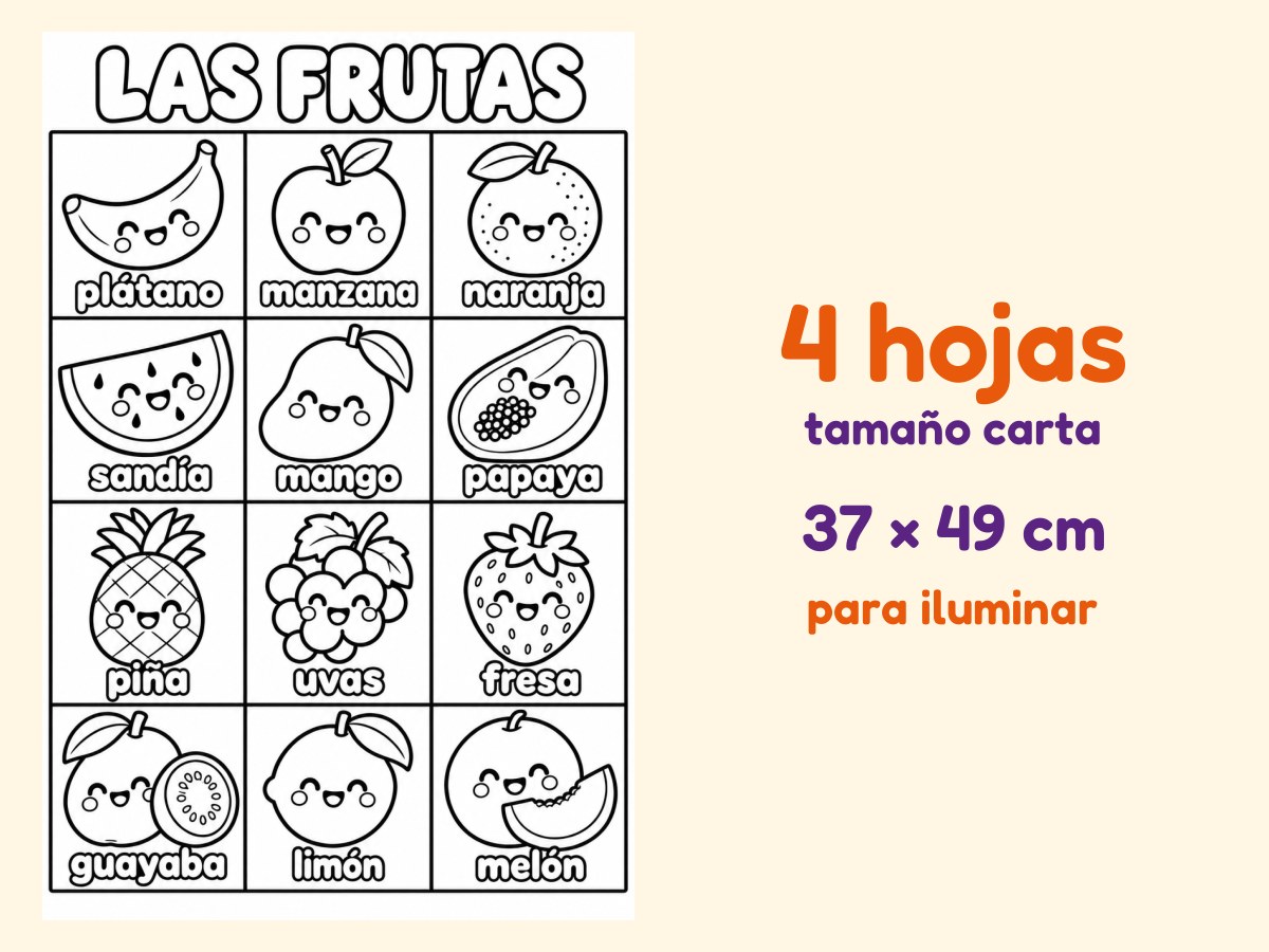 Las frutas · Referente de pared · para iluminar · 4 hojas