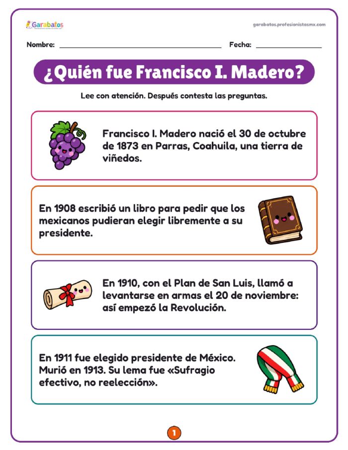 Lectura de comprensión: Francisco I. Madero