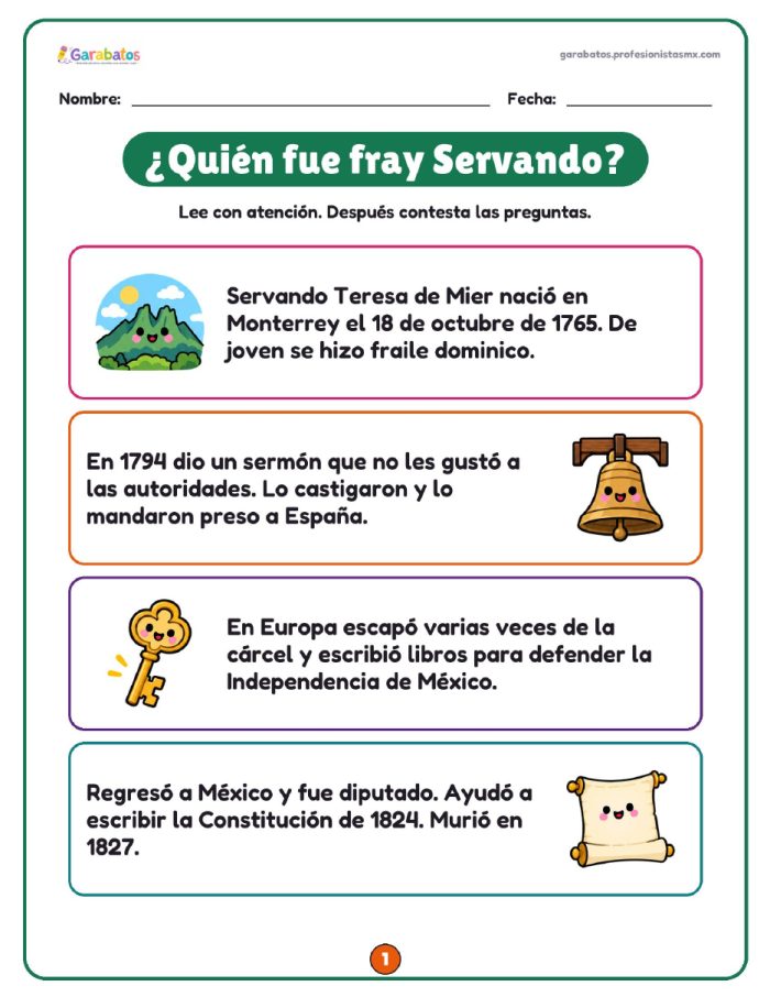 Lectura de comprensión: fray Servando Teresa de Mier
