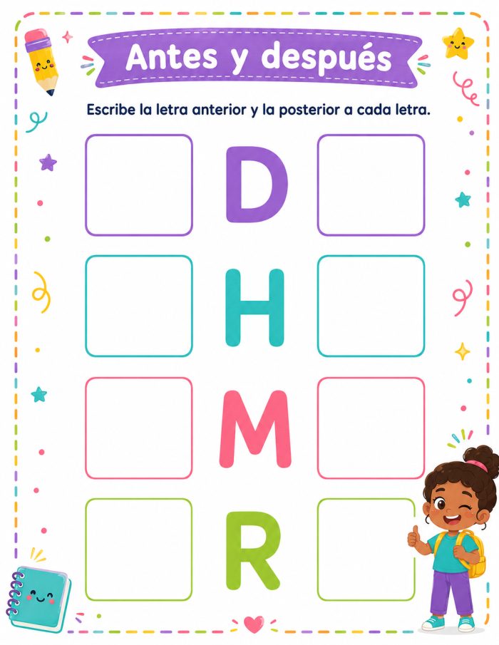 Letra anterior y posterior