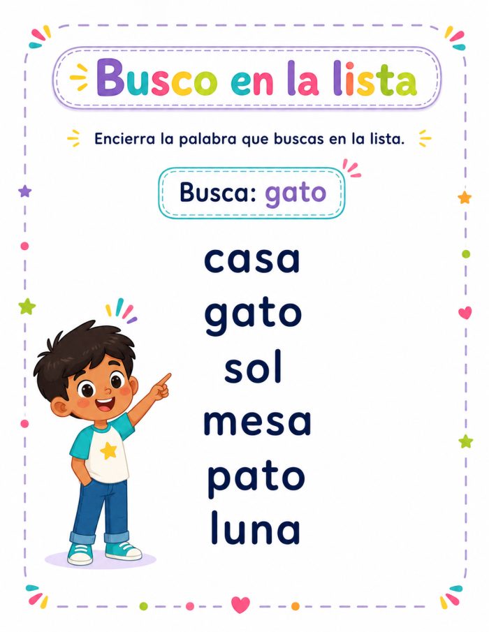 Localizo palabras en una lista