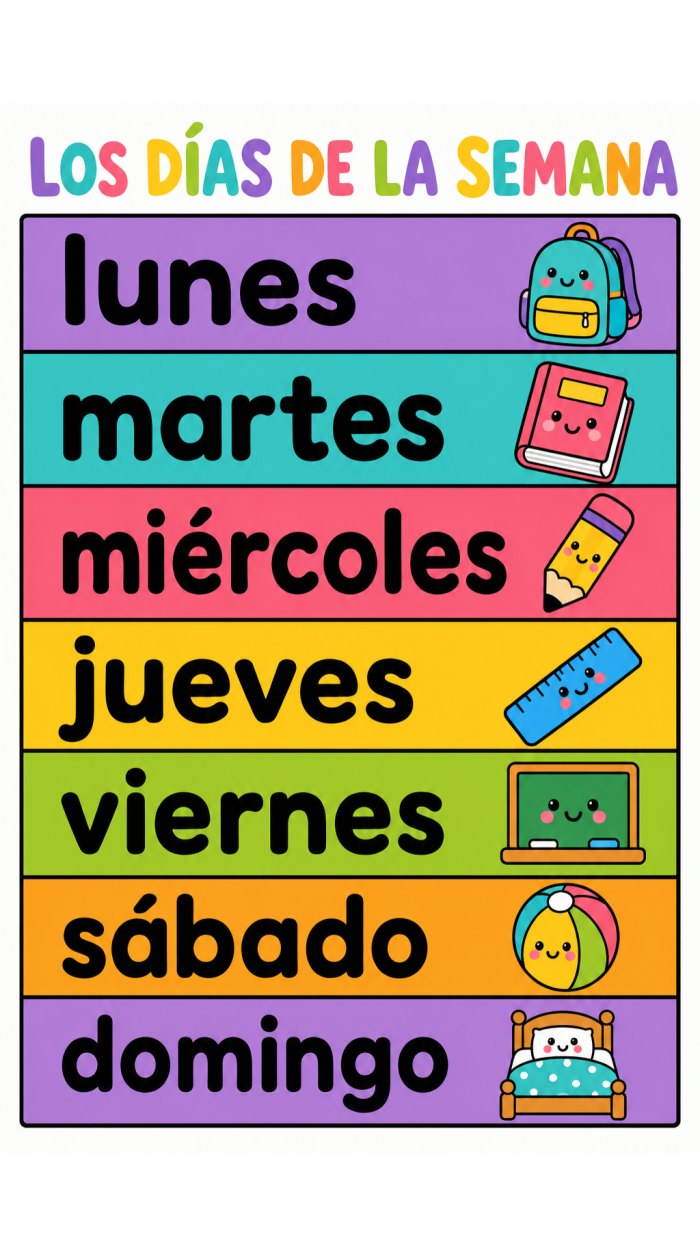 Los días de la semana · Referente de pared para imprimir en grande