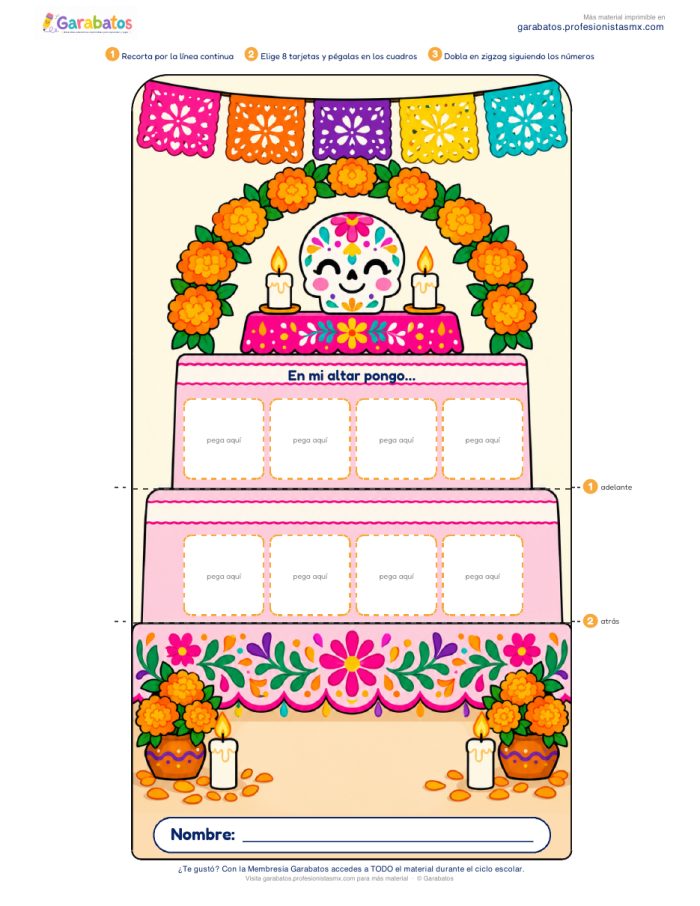 Mi altar de muertos: plegable en acordeón para recortar y armar
