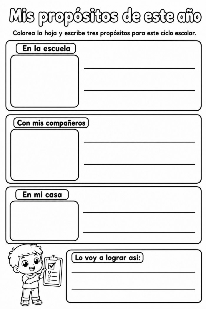 Mis propósitos de este año · 1º a 3º · para iluminar