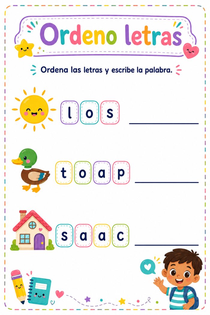 Ordeno letras para formar palabras