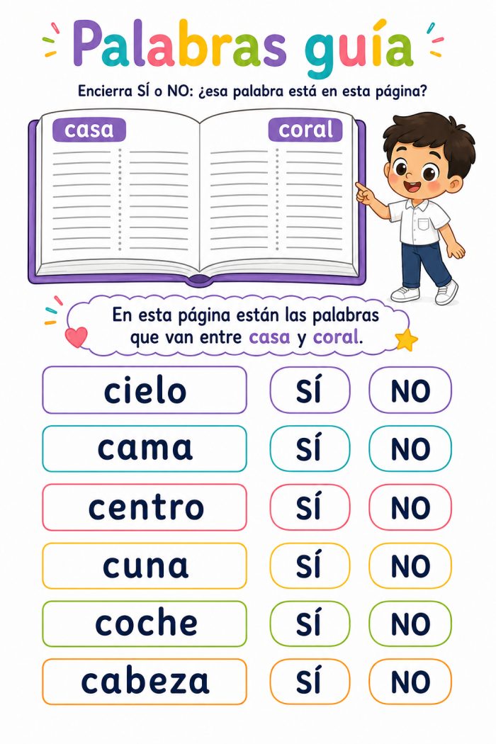 Palabras guía del diccionario