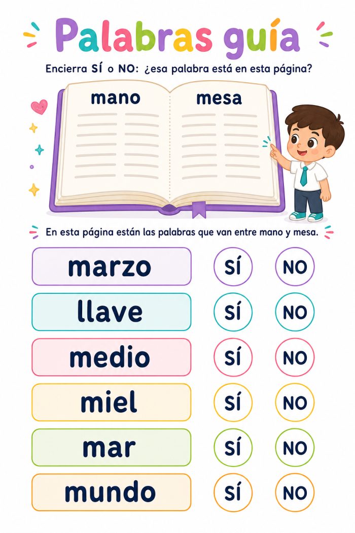 Palabras guía del diccionario