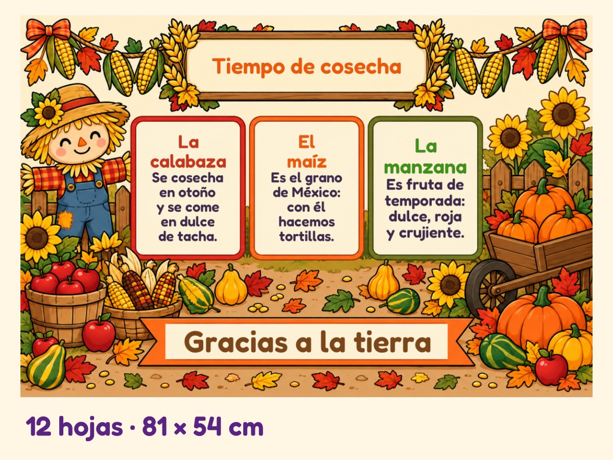 Periódico mural de Otoño · La cosecha · 12 hojas