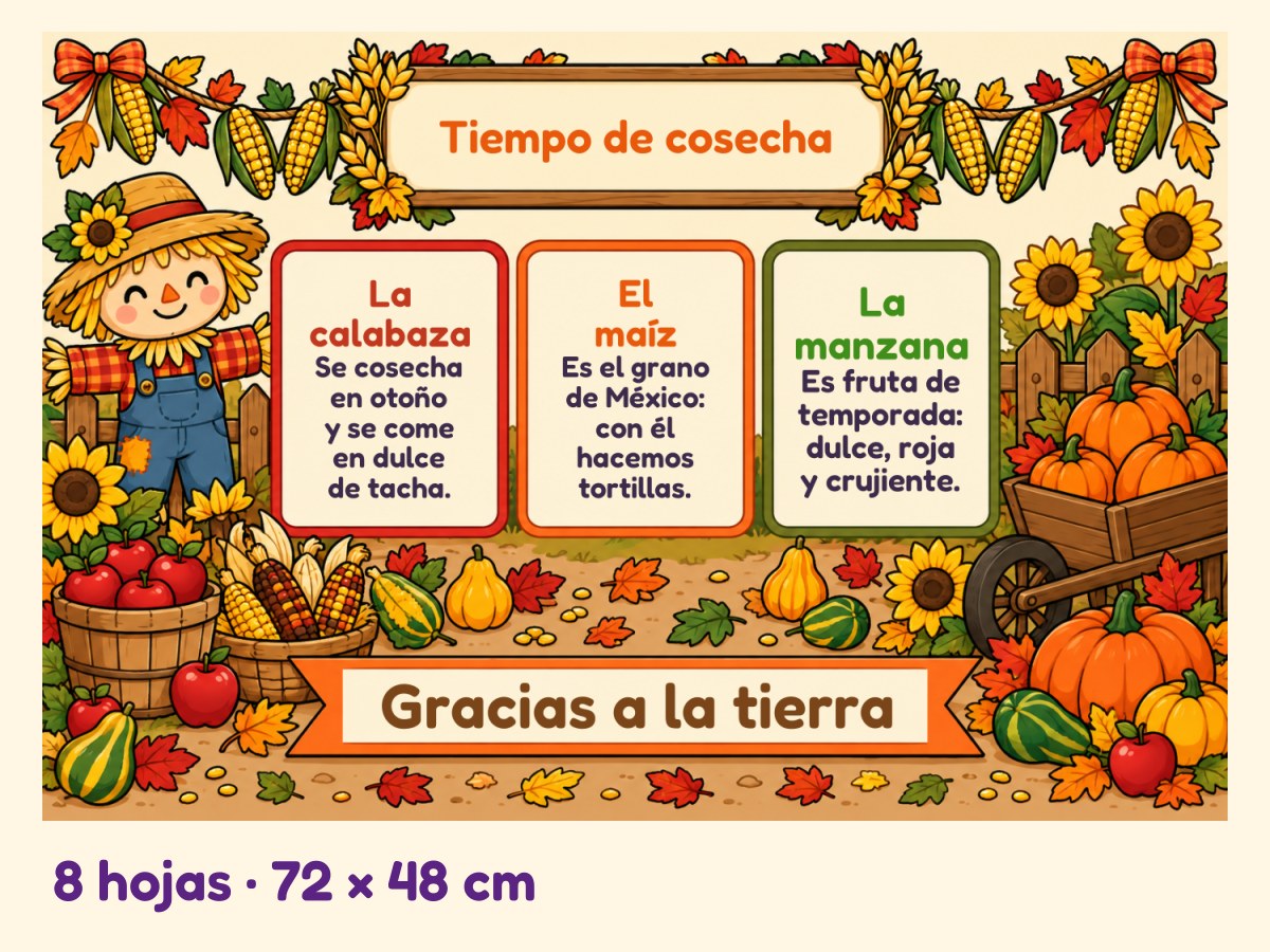 Periódico mural de Otoño · La cosecha · 8 hojas