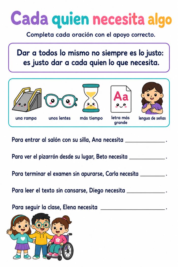Reconocimiento de las necesidades y características propias y de las demás personas