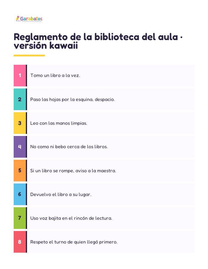 Reglamento de la biblioteca del aula · versión kawaii