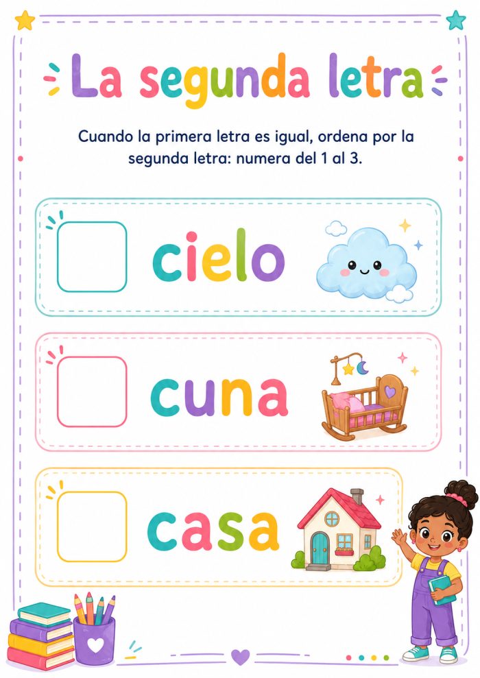Segunda letra para ordenar palabras