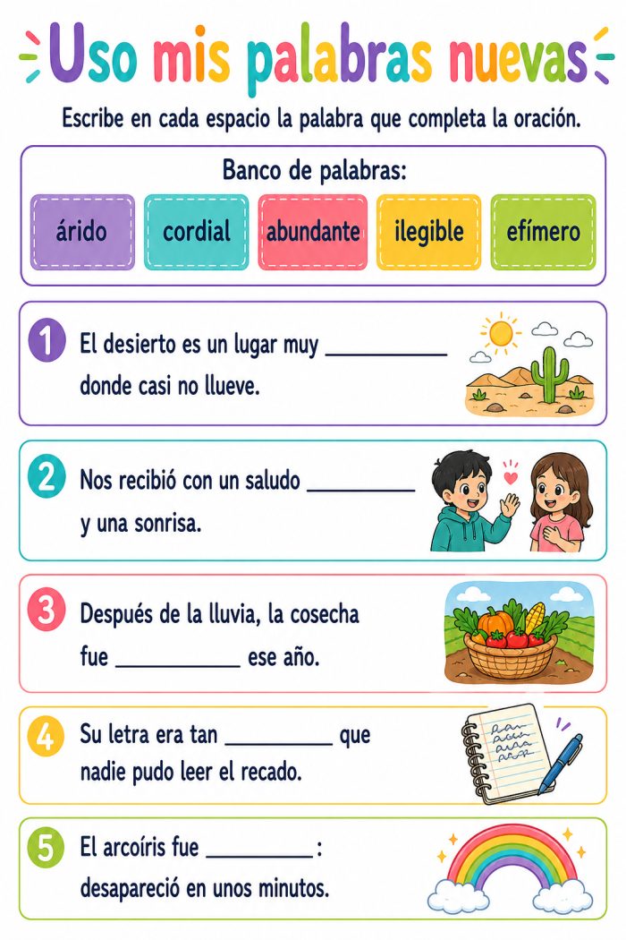 Uso de palabras nuevas