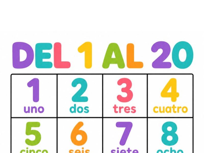Los números del 1 al 20 · Referente de pared para imprimir en grande