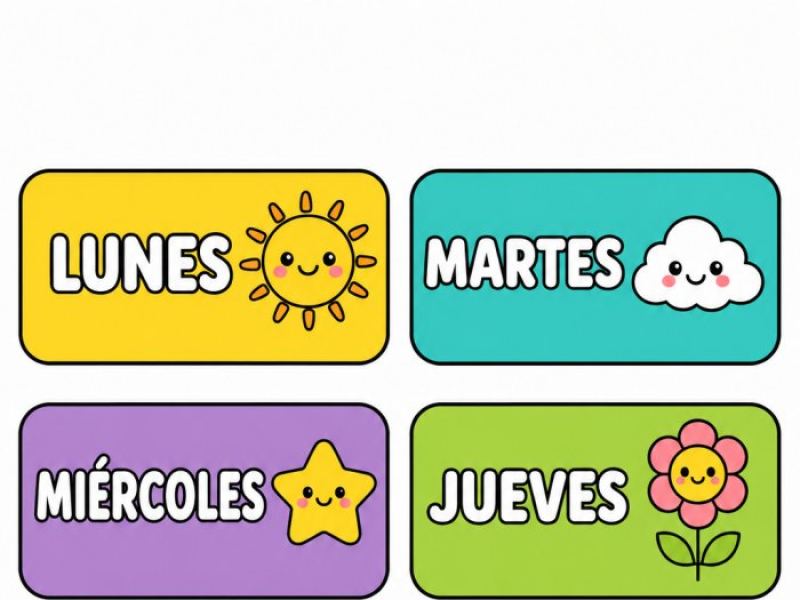 Calendario movible en tarjetones de colores