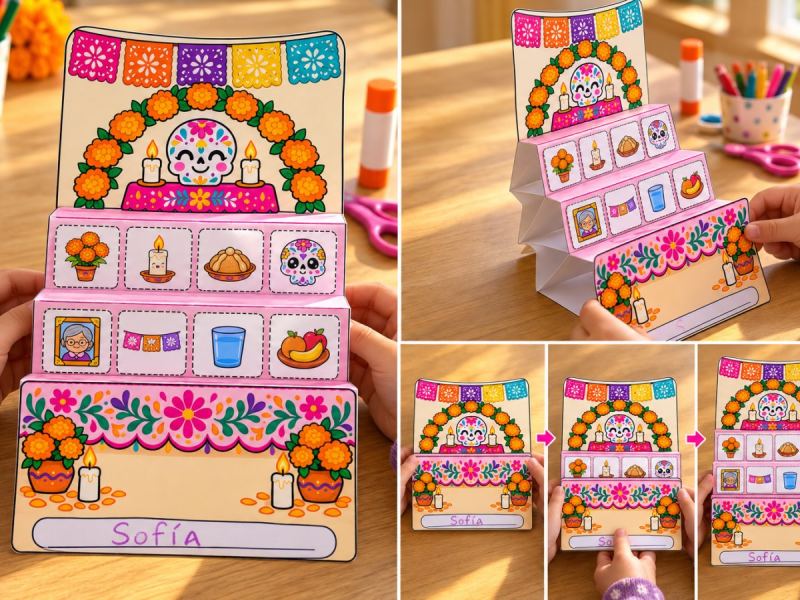 Mi altar de muertos: plegable en acordeón para recortar y armar