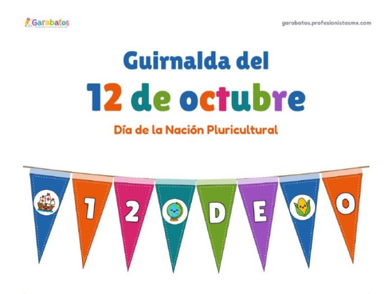 Portada de Guirnalda del 12 de octubre · banderines para decorar el salón