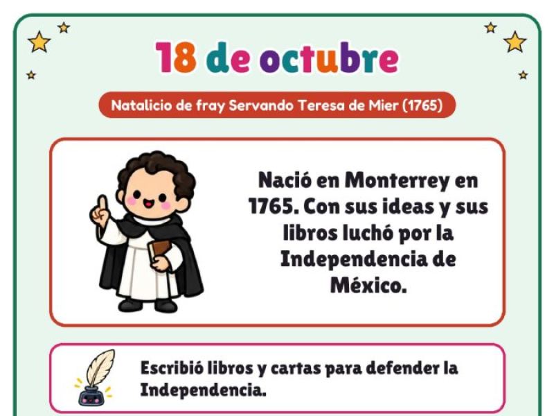 Portada de Cartel de fray Servando Teresa de Mier · 18 de octubre