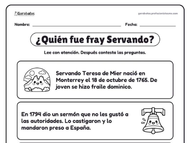 Portada de Lectura de comprensión: fray Servando Teresa de Mier