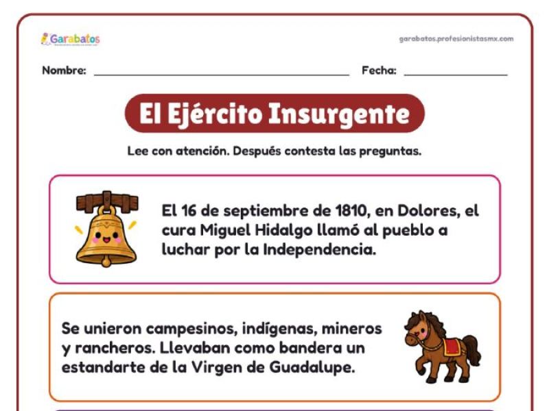 Portada de Lectura de comprensión: el Ejército Insurgente