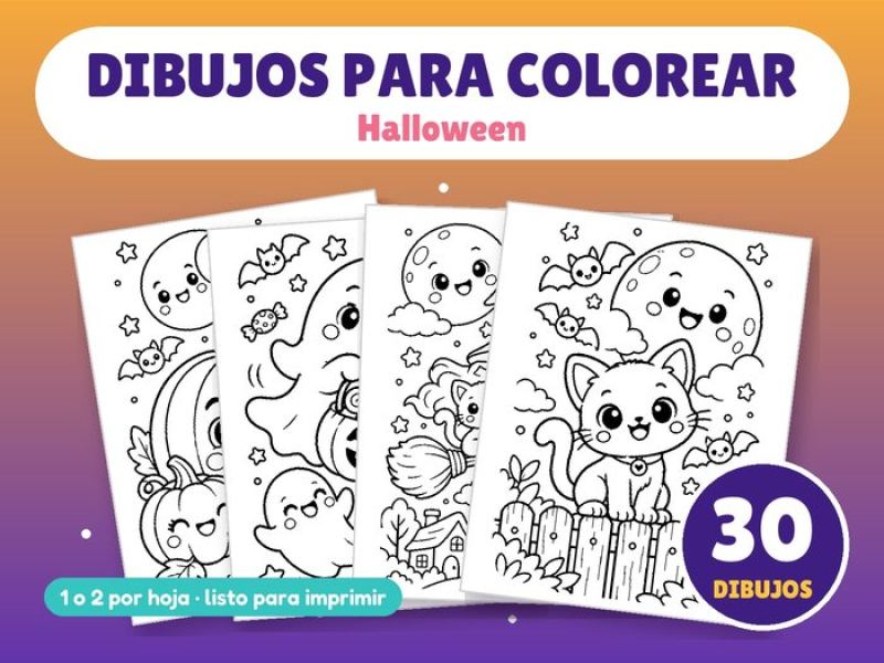 Portada de 30 dibujos para colorear de Halloween